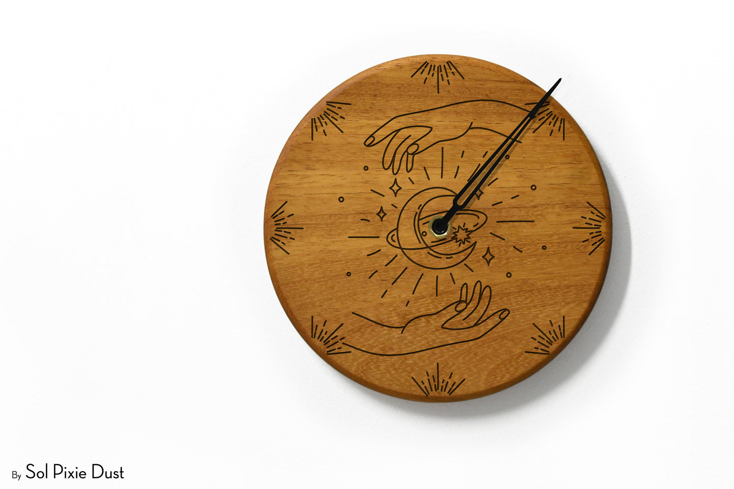 Wooden Moon Phase Wall Clock - Lunar Cycle
