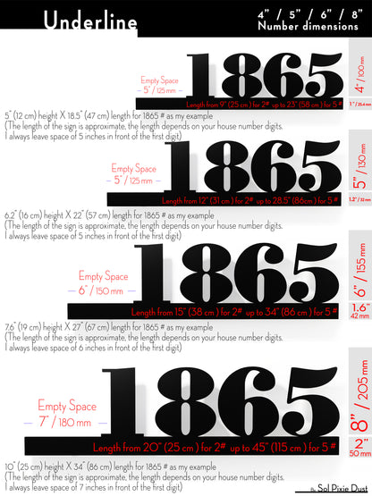 Underline House Numbers - LED Sign ( Font Options )