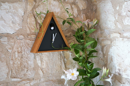 Cabin Cuckoo Bird Wall Clock - Table Clock - Solid Iroko Wood or White Oak