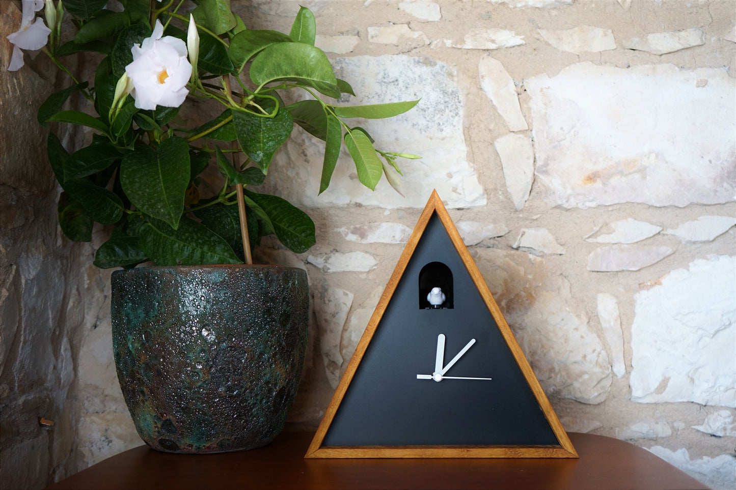 Cabin Cuckoo Bird Wall Clock - Table Clock - Solid Iroko Wood or White Oak