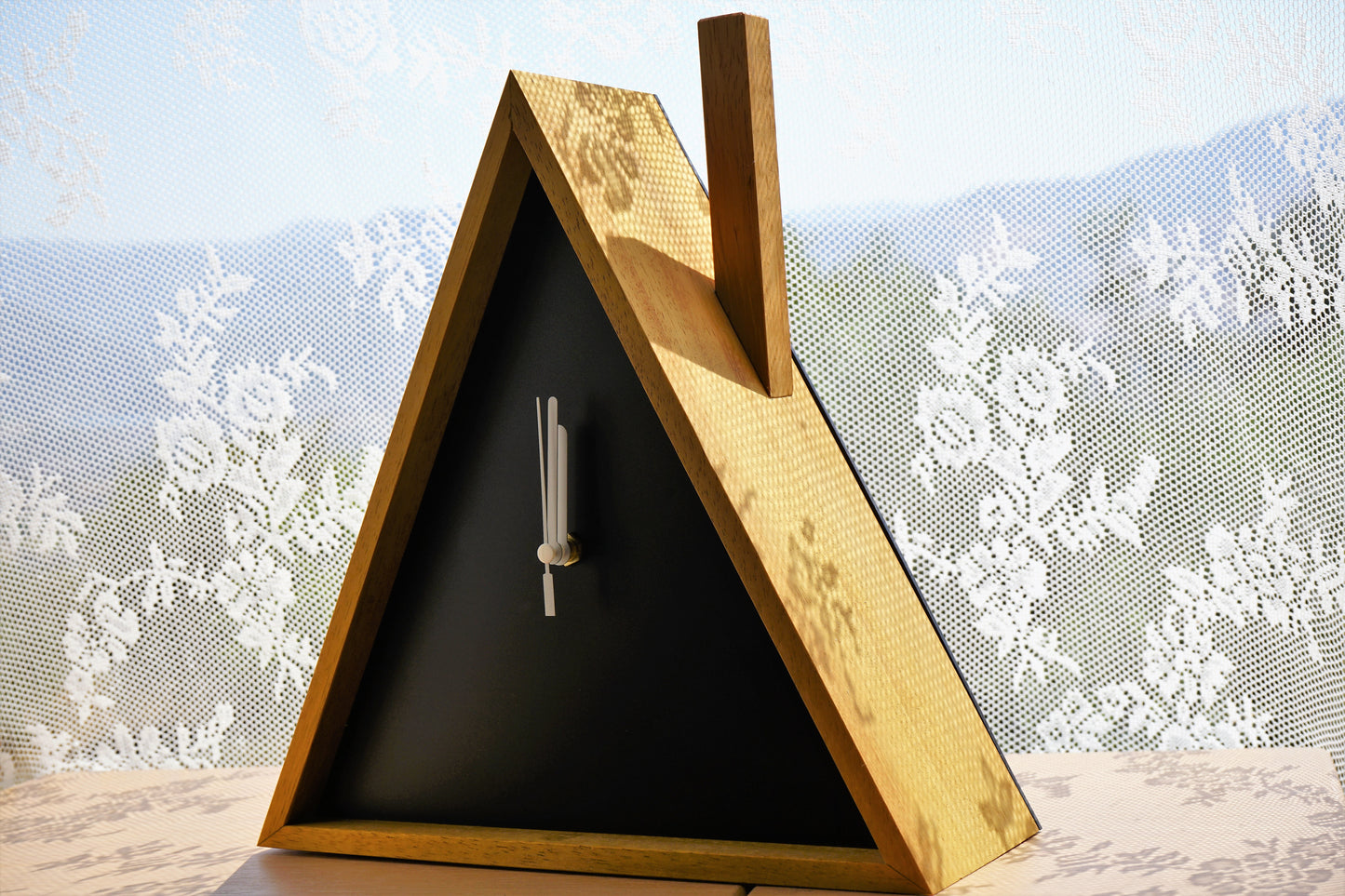 Cabin Cuckoo Bird Wall Clock - Table Clock - Solid Iroko Wood or White Oak