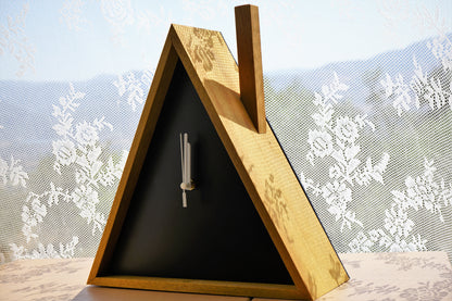 Cabin Cuckoo Bird Wall Clock - Table Clock - Solid Iroko Wood or White Oak