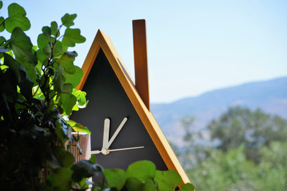 Cabin Cuckoo Bird Wall Clock - Table Clock - Solid Iroko Wood or White Oak