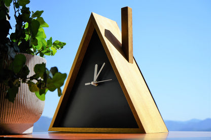 Cabin Cuckoo Bird Wall Clock - Table Clock - Solid Iroko Wood or White Oak
