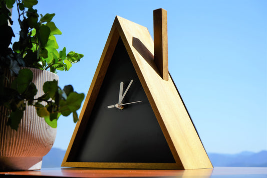 Cabin Cuckoo Bird Wall Clock - Table Clock - Solid Iroko Wood or White Oak