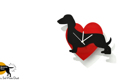 Dachshund Wagging Tail Wall Clock Heart