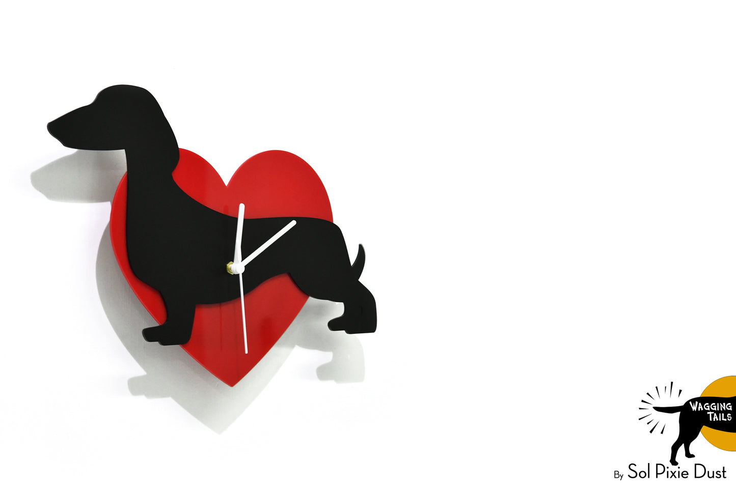 Dachshund Wagging Tail Wall Clock Heart