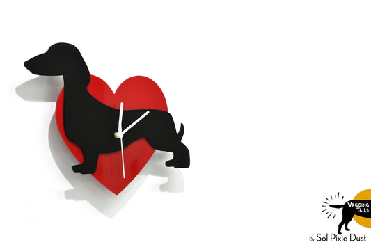 Dachshund Wagging Tail Wall Clock Heart