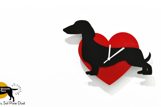 Dachshund Wagging Tail Wall Clock Heart