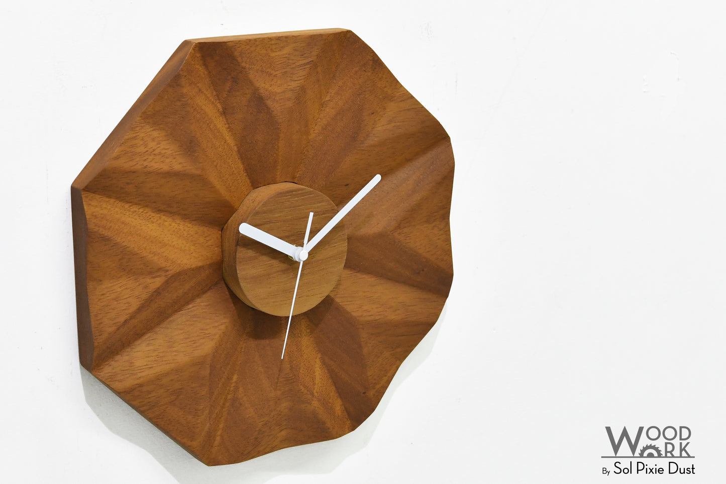 3D Daisy Clock - Solid Wooden Wall Clock