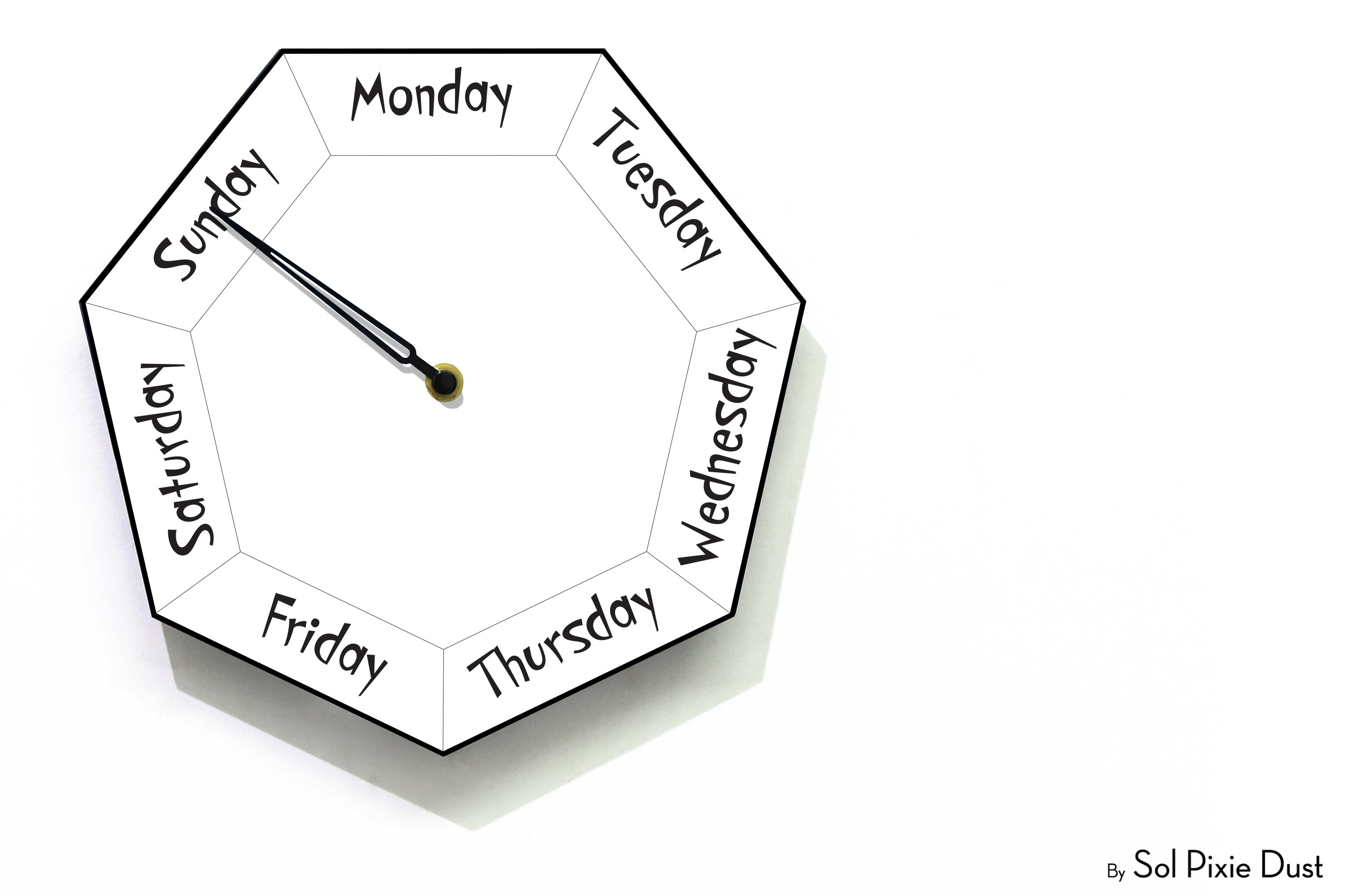 Day of The Week Clock - White - Heptagon Day Clock – Sol Studio ...