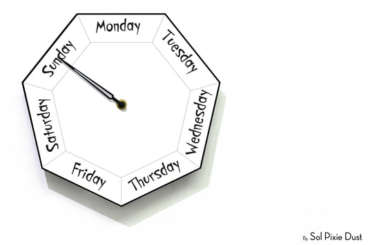 Day of The Week Clock - White - Heptagon Day Clock
