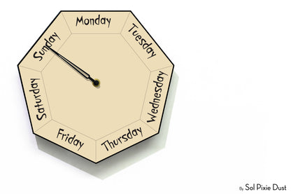 Day of The Week Clock - Beige - Heptagon Day Clock