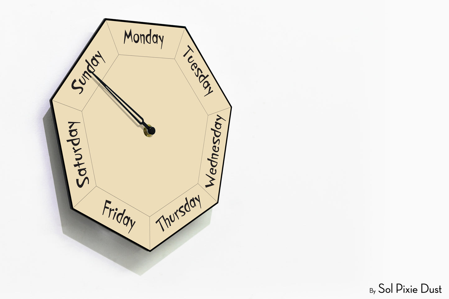 Day of The Week Clock - Beige - Heptagon Day Clock
