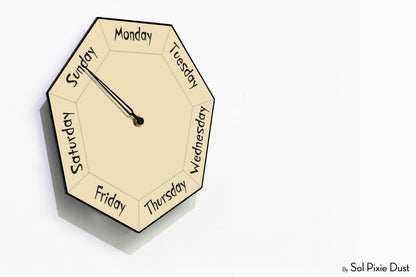 Day of The Week Clock - Beige - Heptagon Day Clock