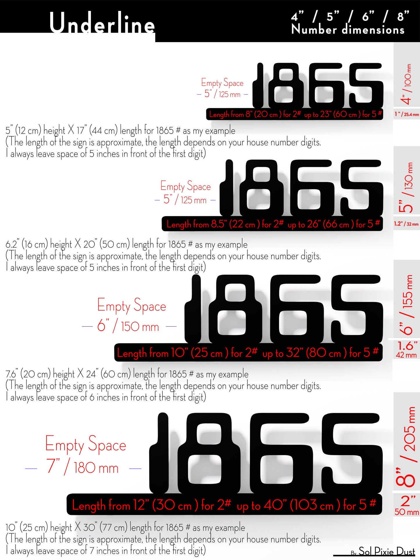 Underline House Numbers - LED Sign ( Font Options )