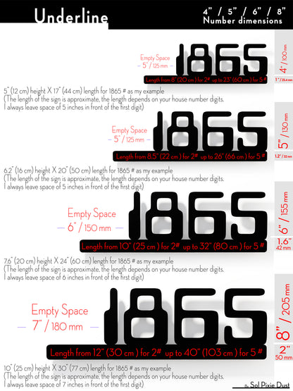 Underline House Numbers - LED Sign ( Font Options )