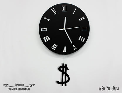 Time is Money, Dollar sign - Pendulum Wall Clock