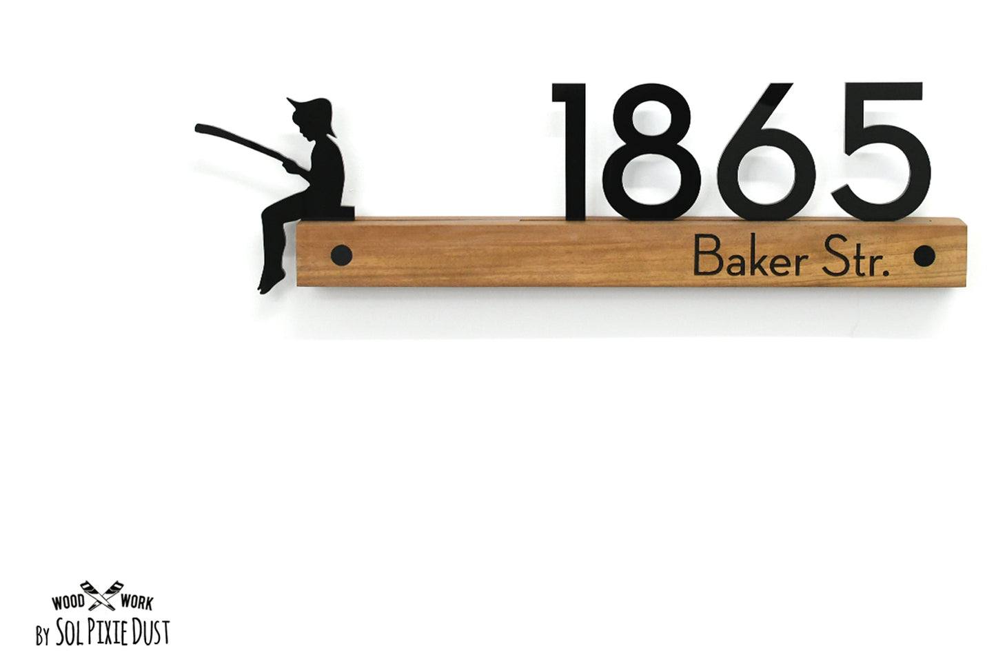 Underline African Teak Iroko or Hollow Aluminum Address Plaque - LED Signs