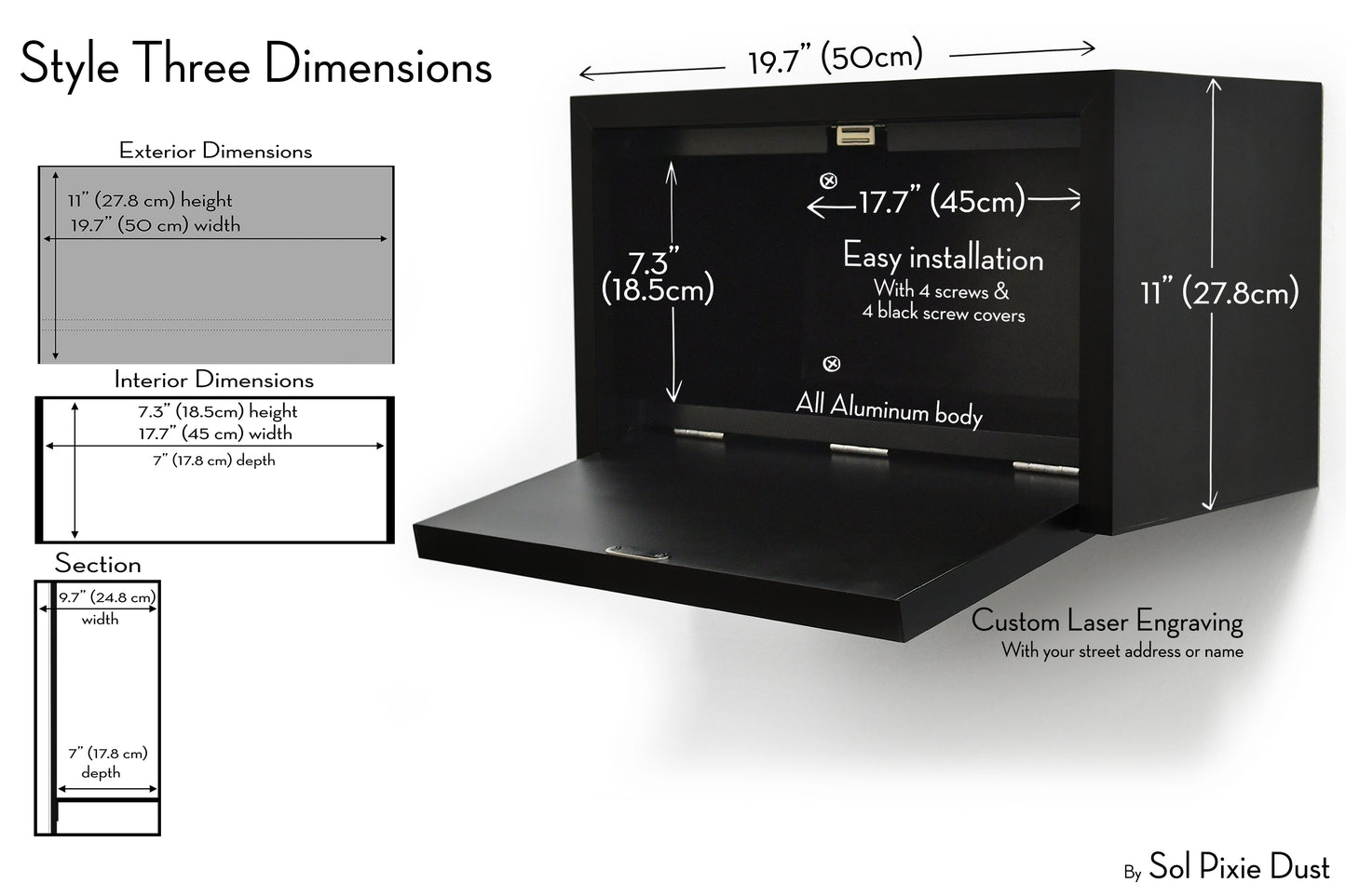 Modern Aluminum Wall Mounted Mailbox Type 3