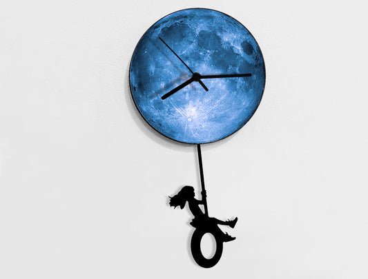 Girl Holding The Moon - Pendulum Wall Clock