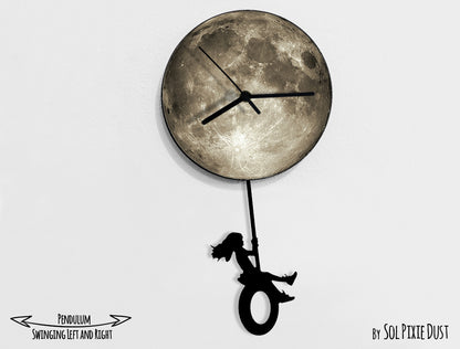 Girl Holding The Moon - Pendulum Wall Clock