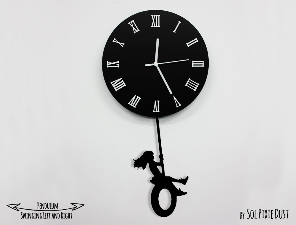 Girl Holding The Moon - Pendulum Wall Clock