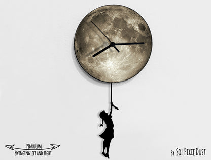 Girl Holding The Moon - Pendulum Wall Clock