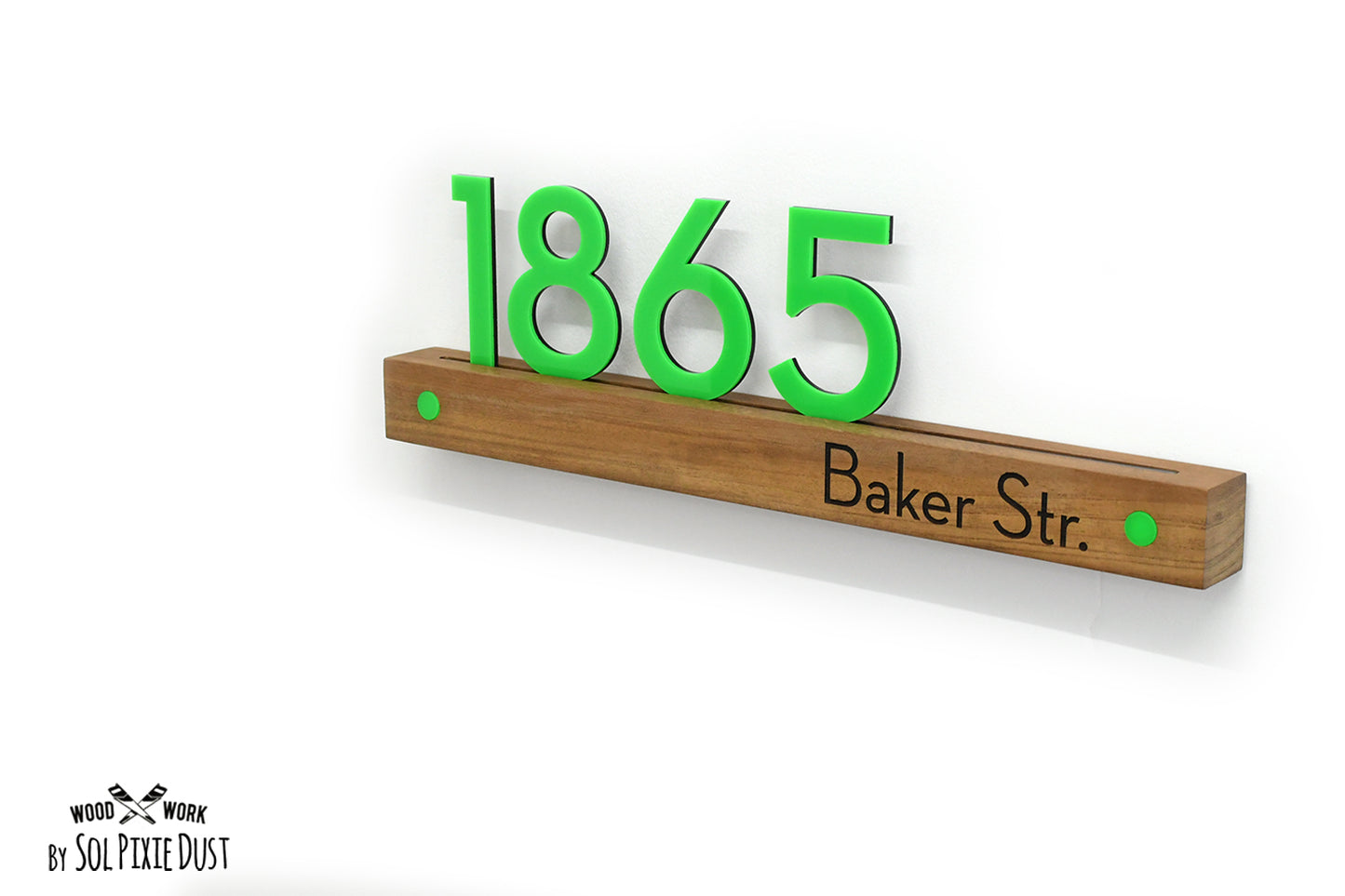 Underline African Teak Iroko or Hollow Aluminum Address Plaque - LED Signs