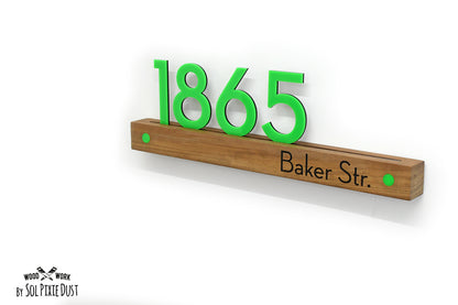 Underline African Teak Iroko or Hollow Aluminum Address Plaque - LED Signs