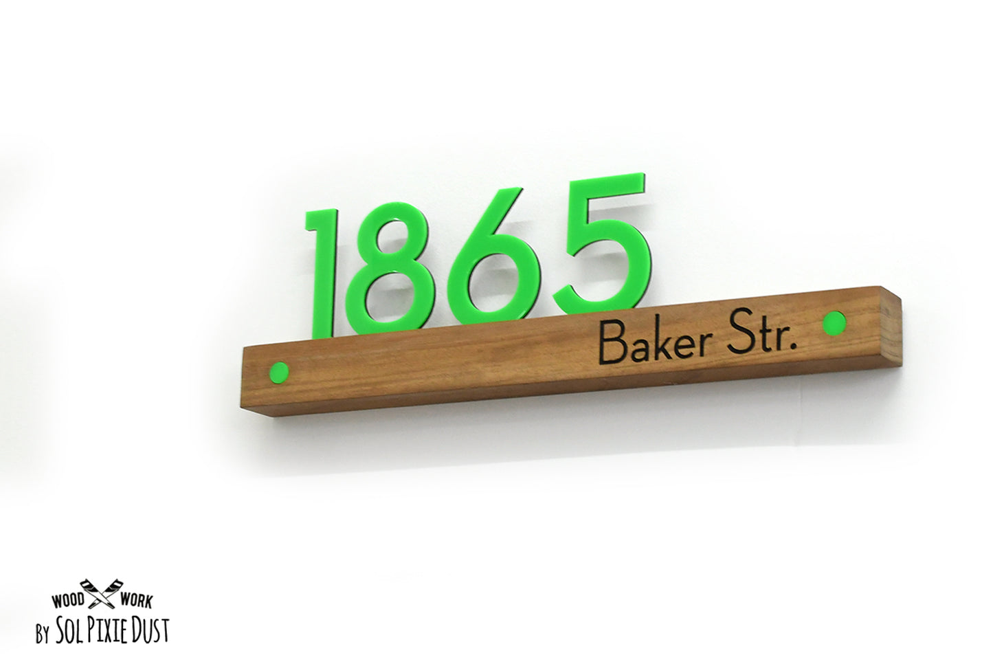 Underline African Teak Iroko or Hollow Aluminum Address Plaque - LED Signs