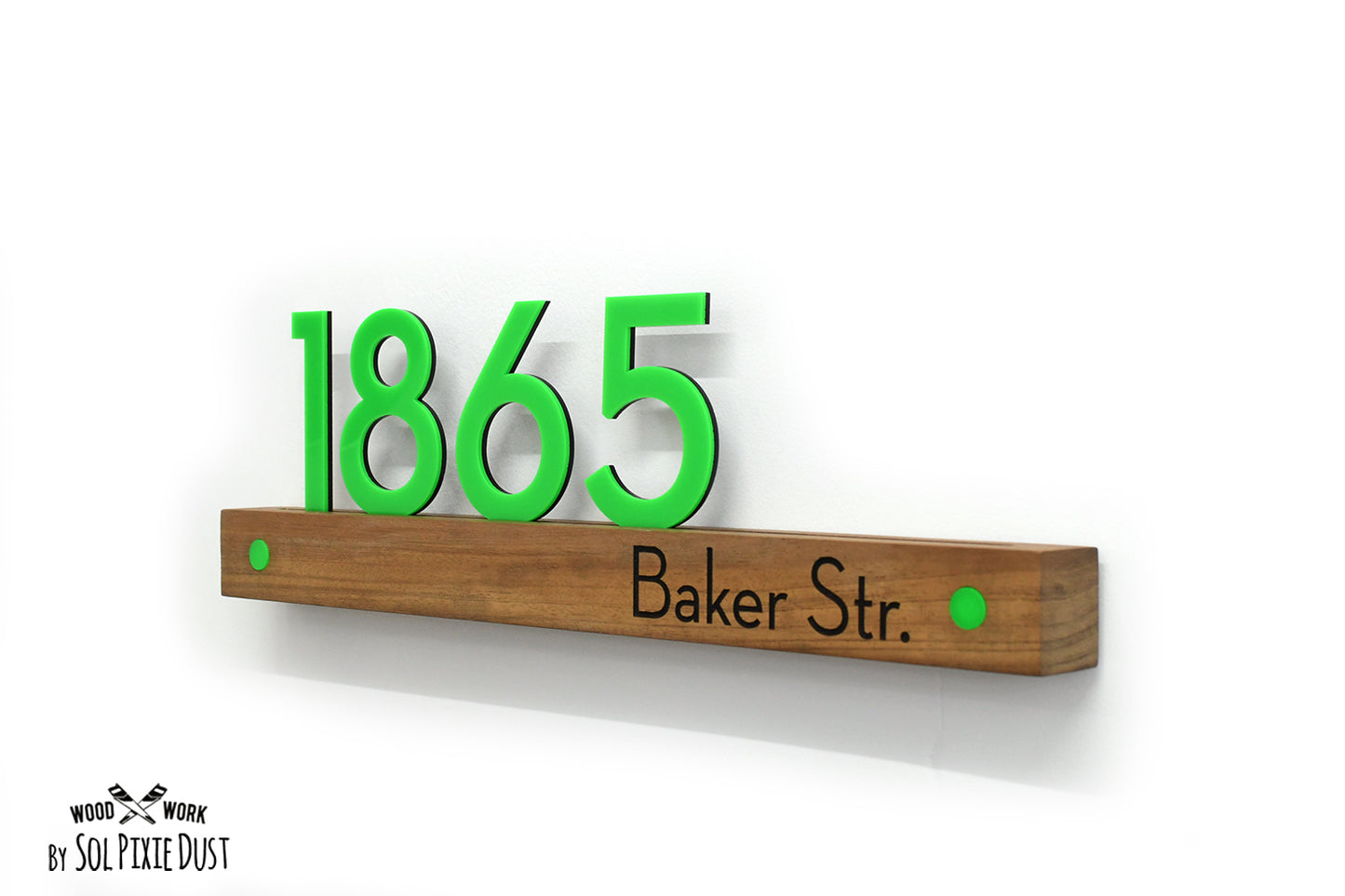 Underline African Teak Iroko or Hollow Aluminum Address Plaque - LED Signs