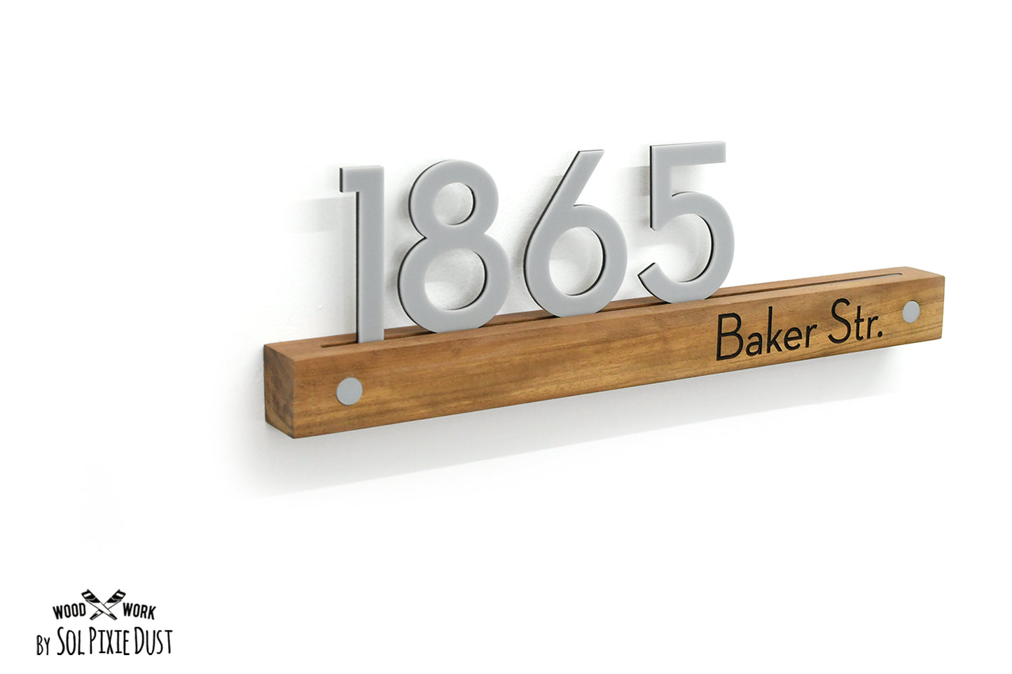 Underline African Teak Iroko or Hollow Aluminum Address Plaque - LED Signs