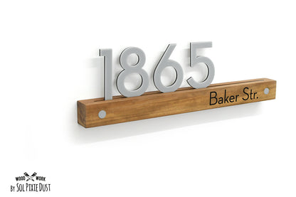 Underline African Teak Iroko or Hollow Aluminum Address Plaque - LED Signs