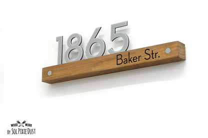 Underline African Teak Iroko or Hollow Aluminum Address Plaque - LED Signs