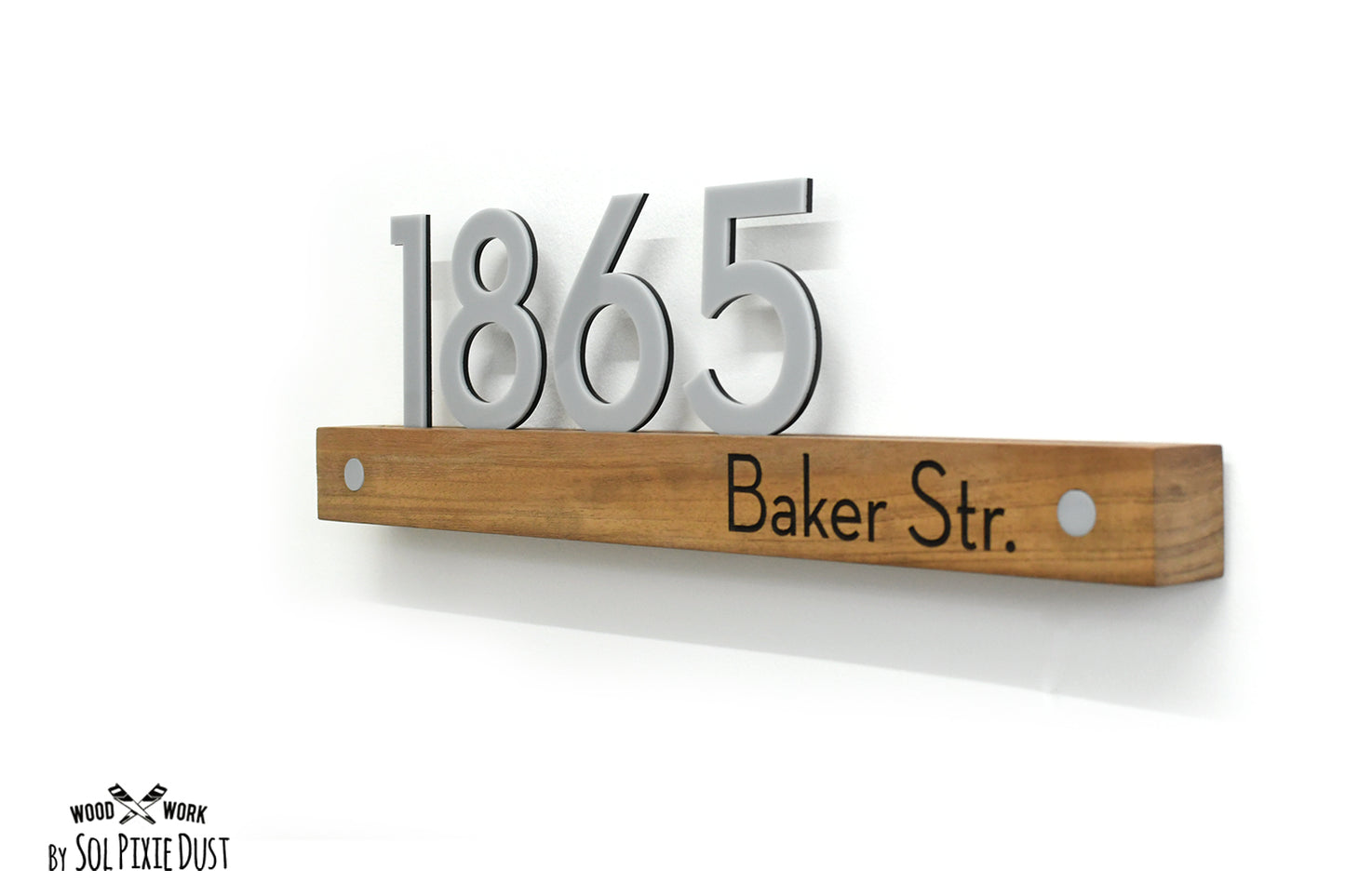 Underline African Teak Iroko or Hollow Aluminum Address Plaque - LED Signs