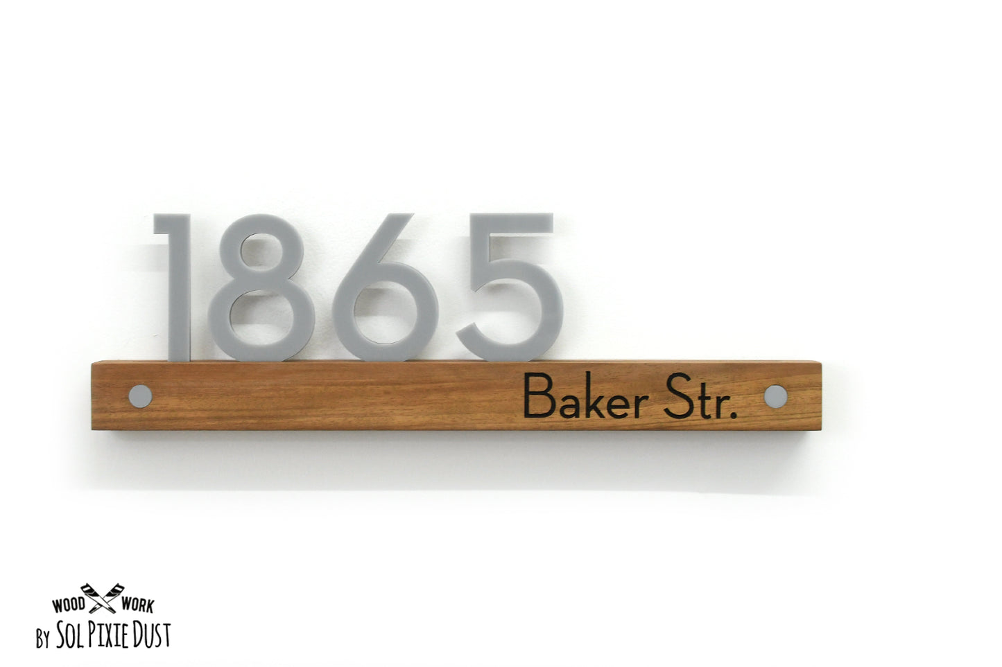 Underline African Teak Iroko or Hollow Aluminum Address Plaque - LED Signs