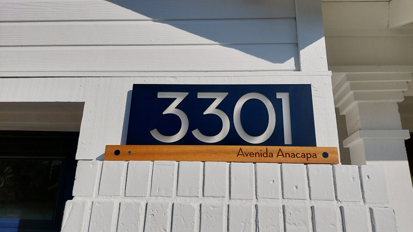 Underline African Teak Iroko or Hollow Aluminum Address Plaque - LED Signs