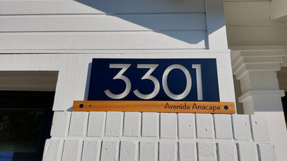 Underline African Teak Iroko or Hollow Aluminum Address Plaque - LED Signs