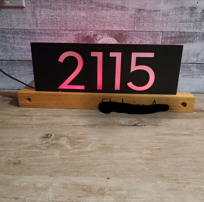 Underline African Teak Iroko or Hollow Aluminum Address Plaque - LED Signs