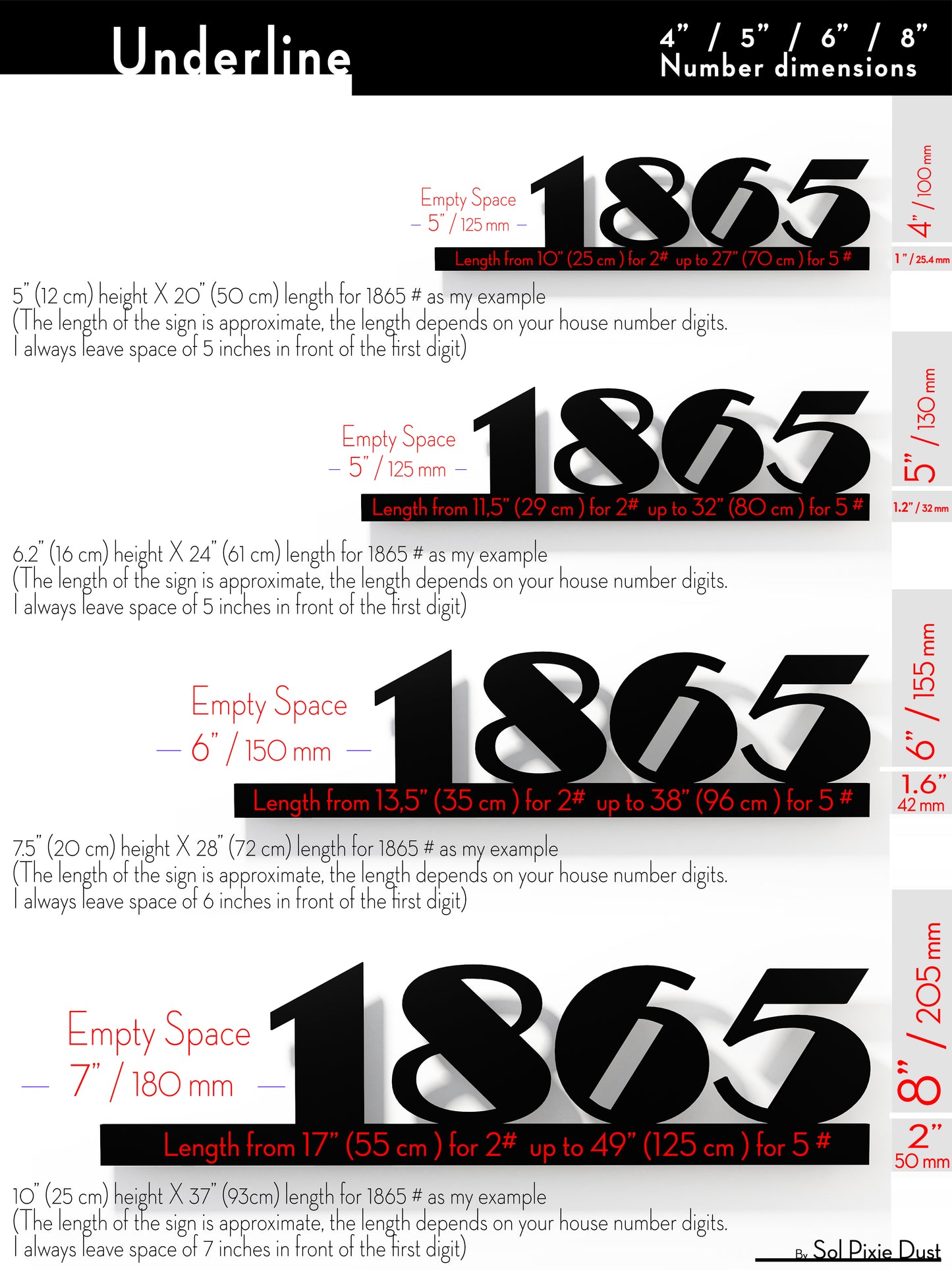 Underline House Numbers - LED Sign ( Font Options )