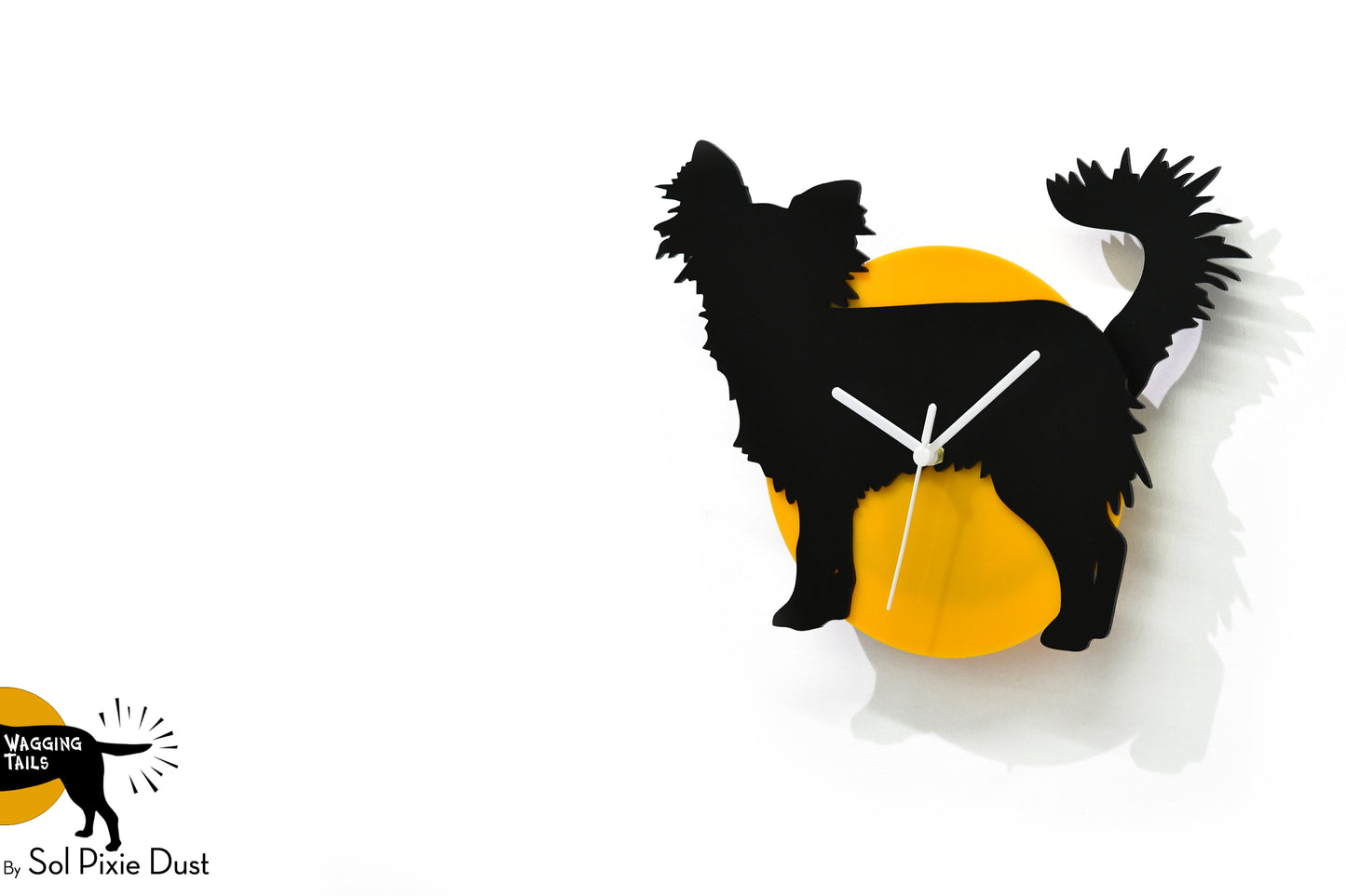 Long Haired Chihuahua Wagging Tail Wall Clock