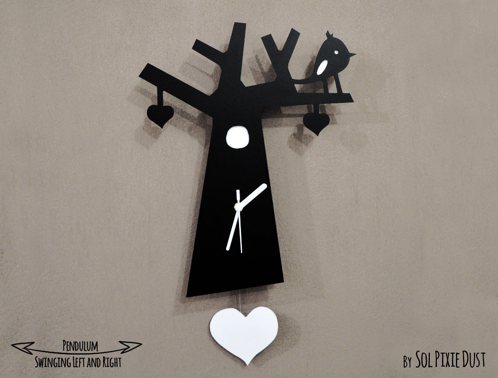 Love Birds on a Tree - Pendulum Wall Clock