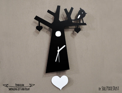 Love Birds on a Tree - Pendulum Wall Clock