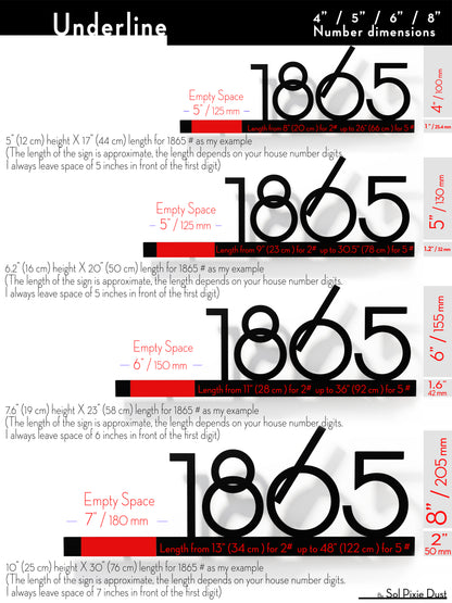 Underline House Numbers - LED Sign ( Font Options )