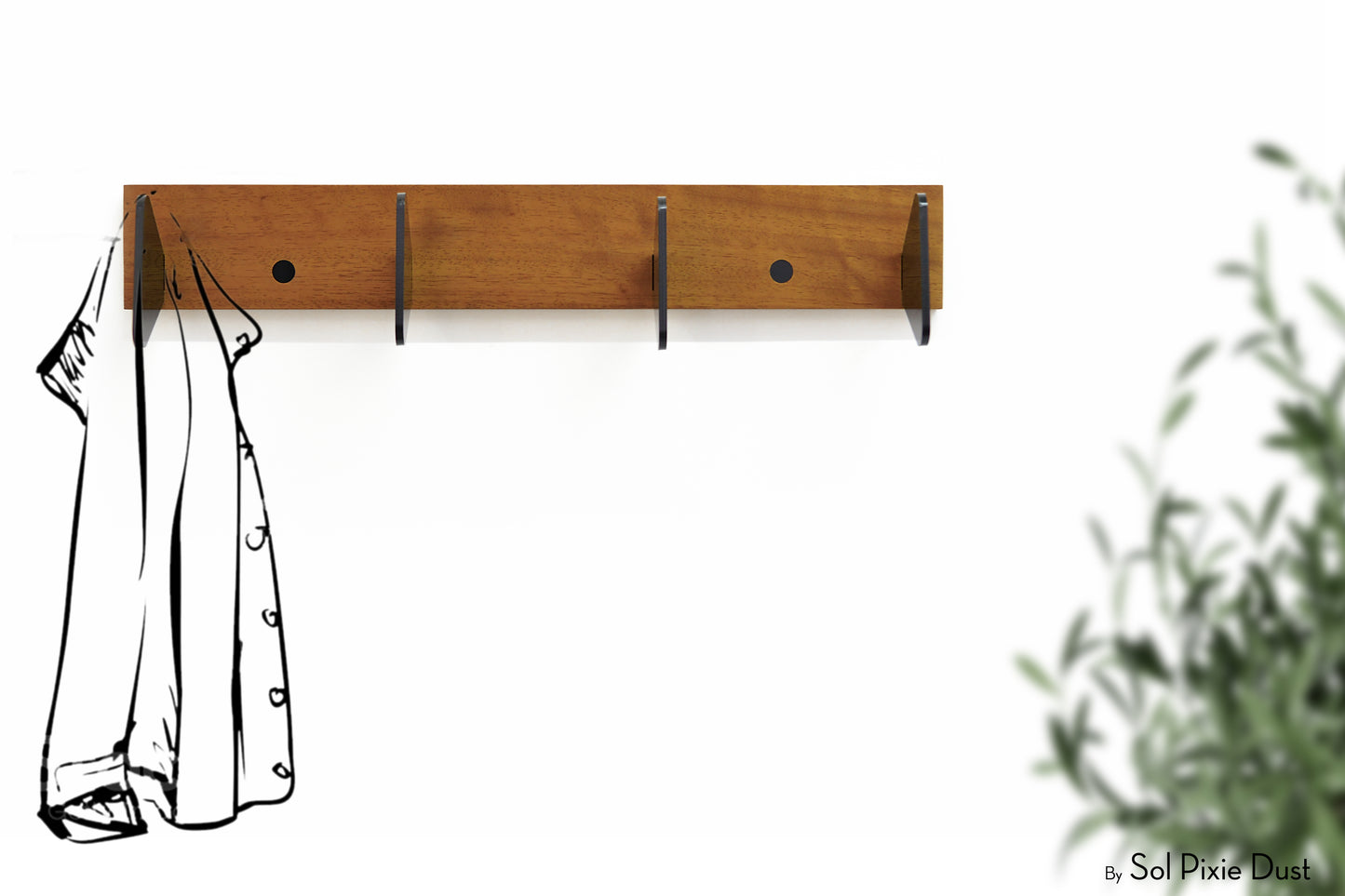 Wall Pegs and Racks - Wooden Hook Rack