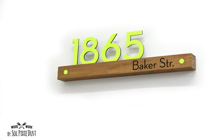 Underline African Teak Iroko or Hollow Aluminum Address Plaque - LED Signs
