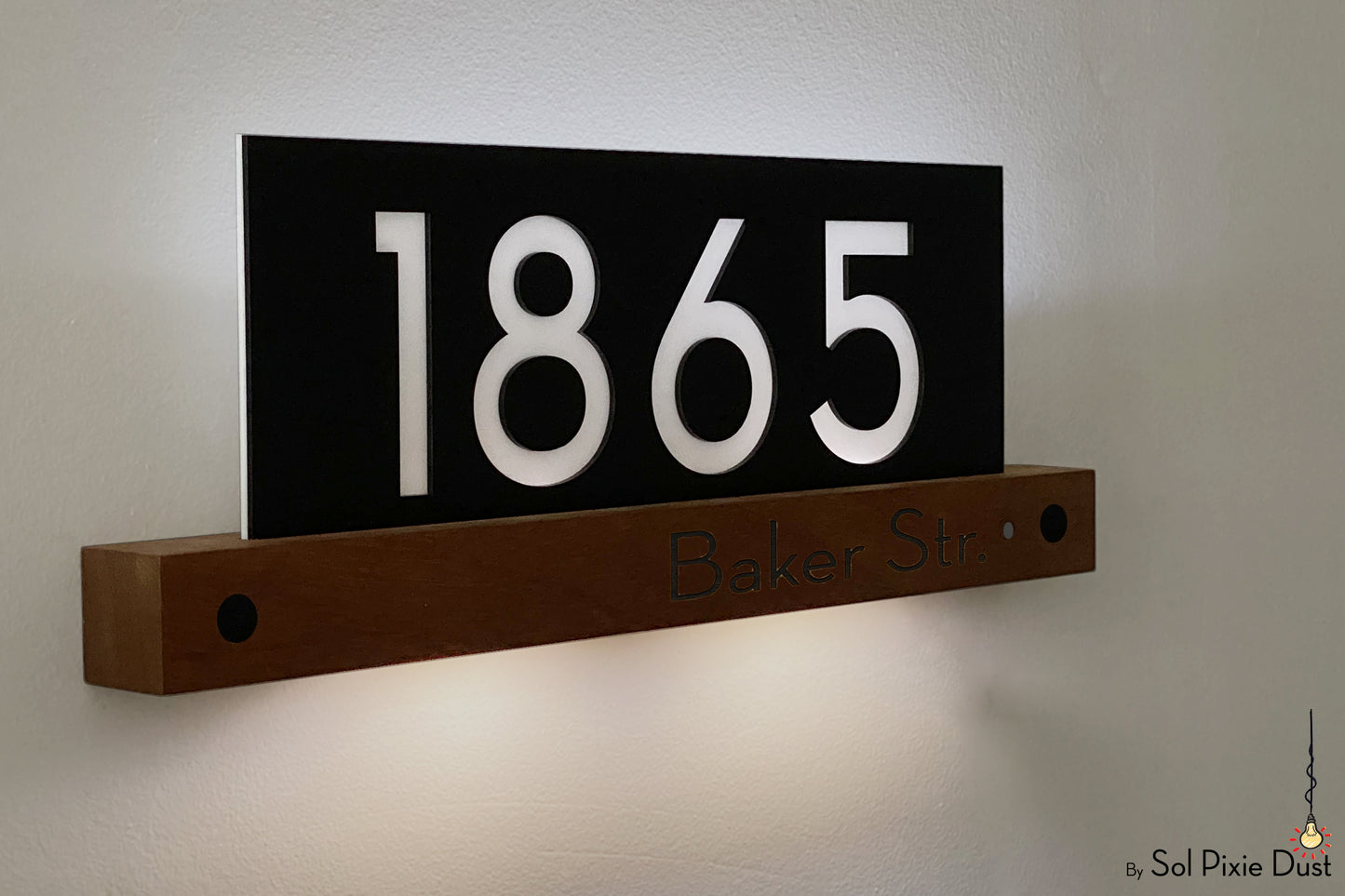 Underline African Teak Iroko or Hollow Aluminum Address Plaque - LED Signs
