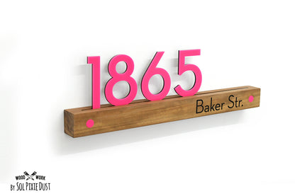 Underline African Teak Iroko or Hollow Aluminum Address Plaque - LED Signs