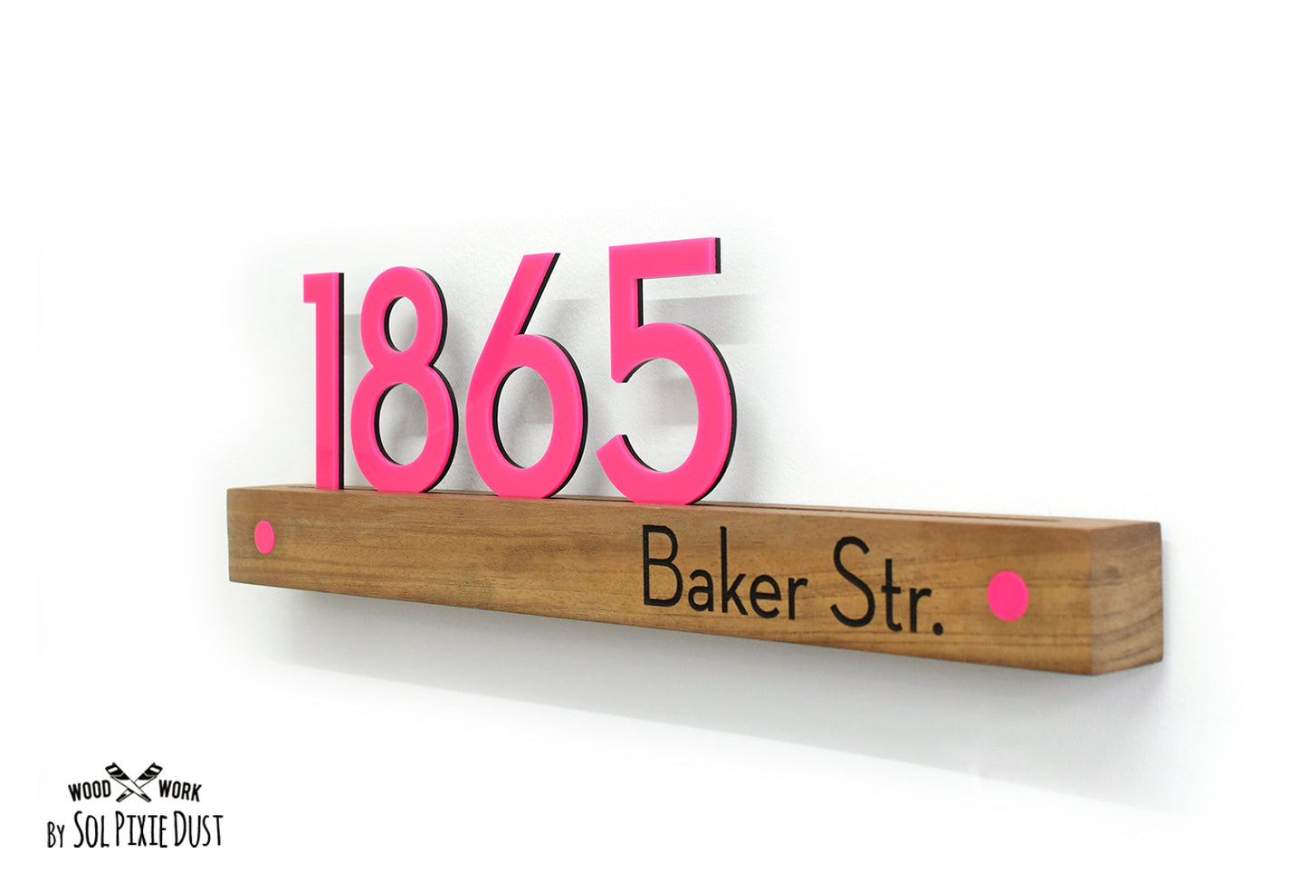 Underline African Teak Iroko or Hollow Aluminum Address Plaque - LED Signs